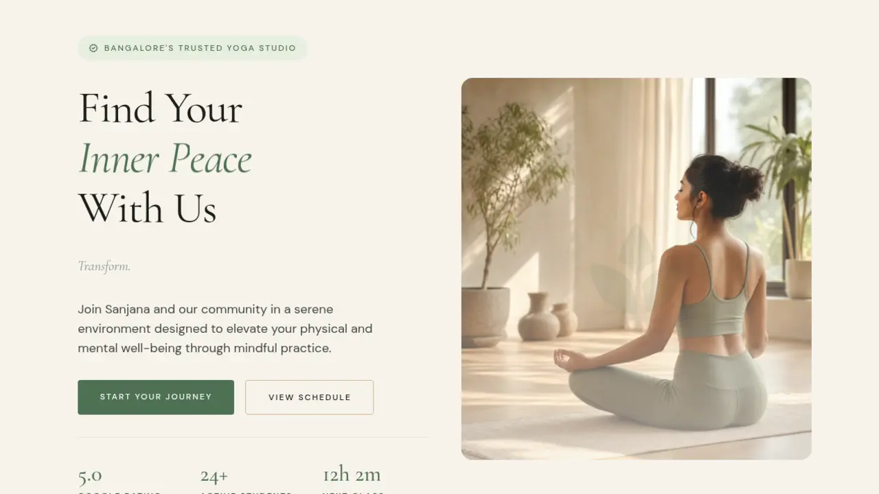 Yogasparsh Yoga & Fitness website preview designed by BhaivaTech